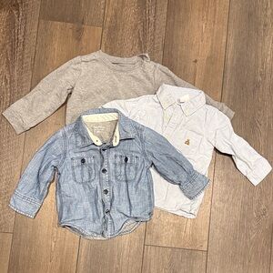B22 Primary and GAP Kids Gray, Blue, and White Button Down Shirts Sweatshirt Set